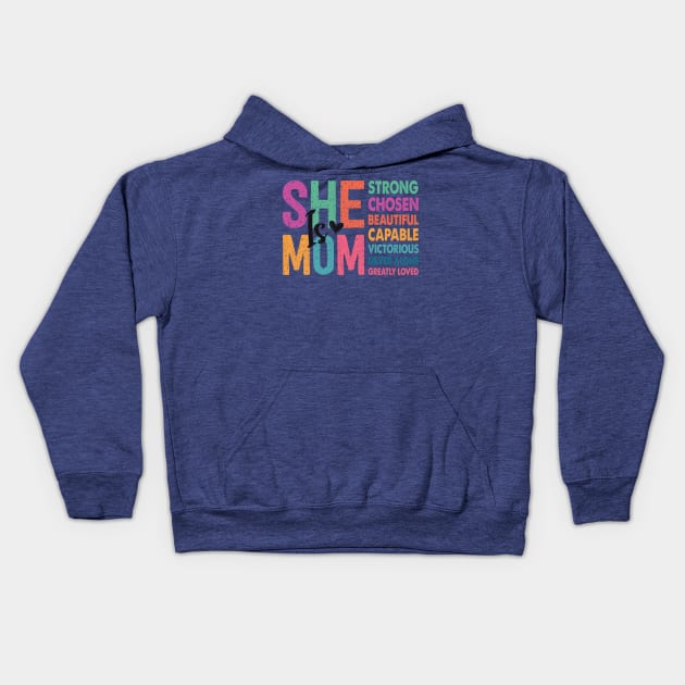 She is Mom Kids Hoodie by Madelyn_Frere